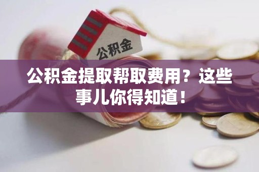 南安公积金提取帮取费用？这些事儿你得知道！