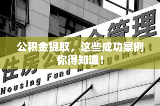 南安公积金提取，这些成功案例你得知道！